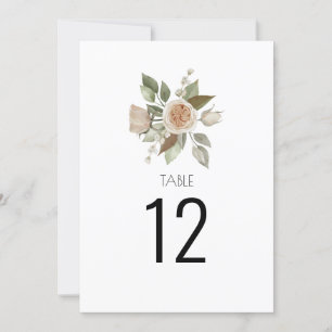 Dusty Pink Peach Rose Floral Wedding Table Number