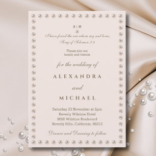 Dusty Pink Pearl Bible Verse Christian Wedding  Invitation