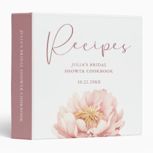 Dusty Pink Peony Bridal Shower Recipes Binder