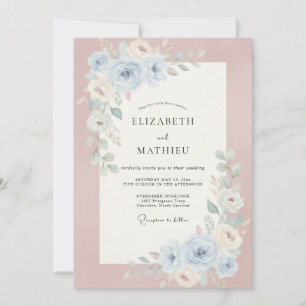 Dusty Pink Peony Wedding Invitation