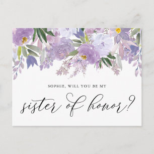 Dusty Pink Peony Will You Be My Sister of Honour Postcard