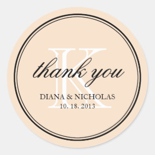 Dusty pink personalized thank you wedding favour classic round sticker
