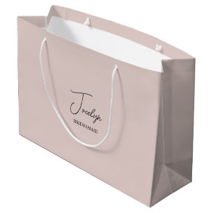 Dusty Pink Personalized Wedding Party Name Gift Large Gift Bag