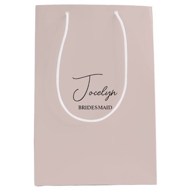Dusty Pink Personalized Wedding Party Name Gift Medium Gift Bag (Front)