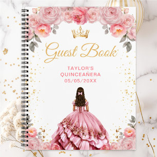 Dusty Pink Princess Quinceañera Guest Book
