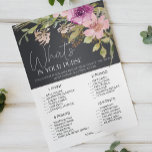 Dusty Pink Purple Floral Game Whats In Your Purse  Flyer<br><div class="desc">What's In Your Purse bridal shower game.  Watercolor dusty pink and purple flowers on a charcoal background. Matching items to complete your event collection are available in our Zazzle store!</div>
