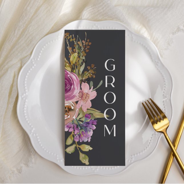 Dusty Pink Purple Floral Wedding Chair Sign Menu (Creator Uploaded)