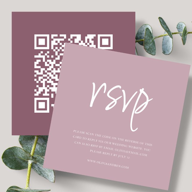 Dusty Pink | QR Code | Wedding RSVP Enclosure Card (Creator Uploaded)