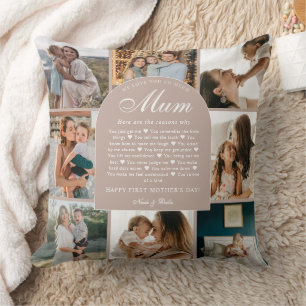Dusty Pink Reasons We Love You Mum Photo Collage Throw Pillow