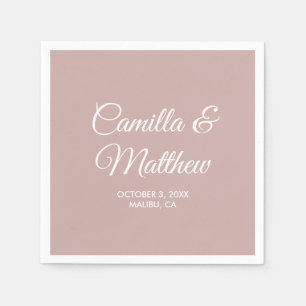 Dusty Pink Romantic Script Personalized Wedding Napkin
