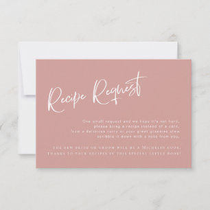 Dusty Pink/ Rose Bridal Shower Recipe Request Card
