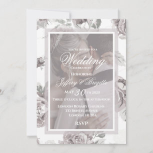 Dusty pink rose customizable wedding photo announcement