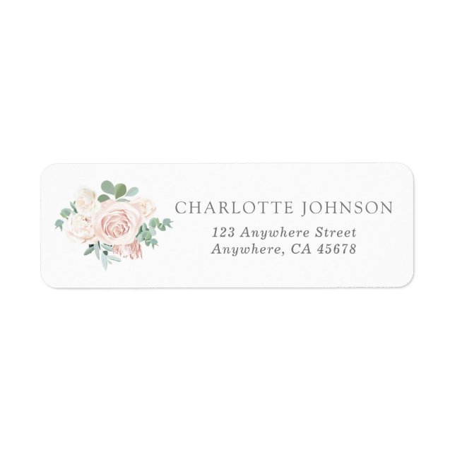 Dusty Pink Rose Eucalyptus Greenery Return Address (Front)