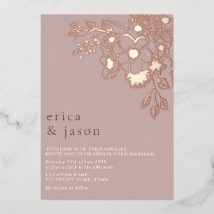 Dusty Pink Rose Gold Foil Wedding Invite