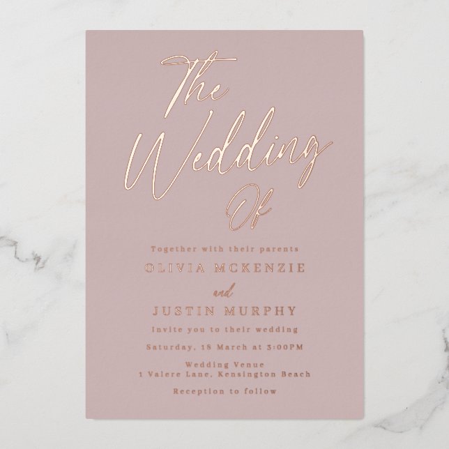 Dusty Pink & Rose Gold Modern Wedding (Front)