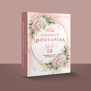 Dusty Pink Rose Gold Quinceañera Keepsake Binder