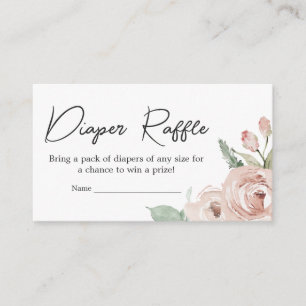 Dusty Pink Rose It's a Girl Diaper Raffle Enclosure Card