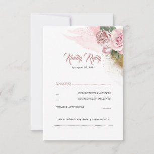 Dusty Pink Rose Romantic Wedding RSVP Card