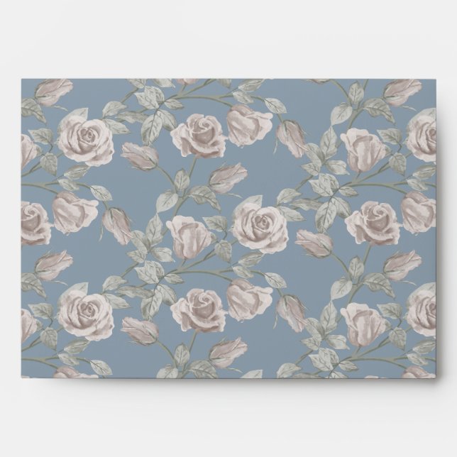 Dusty Pink Rose Vine Envelope (Front)