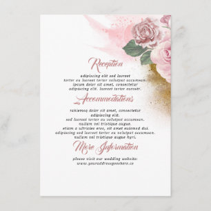 Dusty Pink Rose Wedding Information Guest Enclosure Card