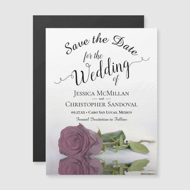 Dusty Pink Rose Wedding Save the Date Magnet (Front/Back)