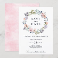 Dusty Pink Roses Midsummer Floral Save the Date
