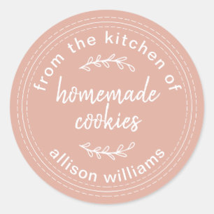 Dusty Pink Rustic Homemade Cookies Personalized Classic Round Sticker