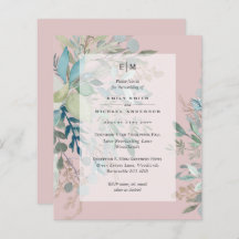 Dusty Pink Sage Wedding Ceremony and Reception Inv