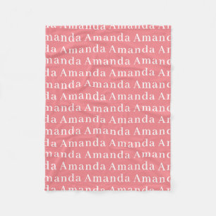Dusty Pink Simple Personalized Baby Name Fleece Blanket