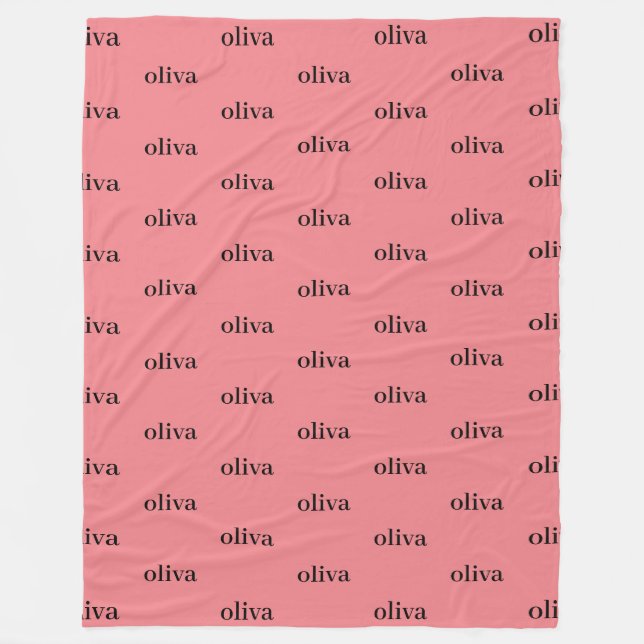 Dusty Pink Simple Personalized Repeating Name Fleece Blanket (Front)