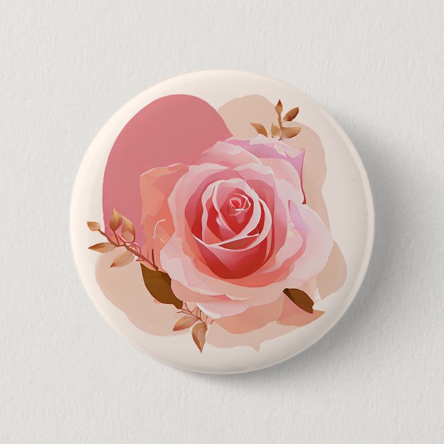 Dusty Pink Single Rose 2 Inch Round Button (Front)