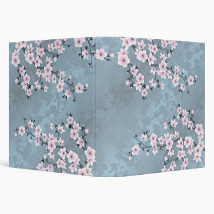 Dusty Pink Slate Blue Cherry Blossoms Binder