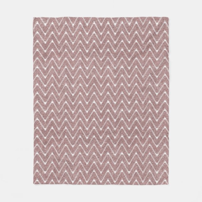 Dusty Pink Small Chevron Pattern Fleece Blanket (Front)