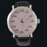 Dusty Pink Square Root Clock - Math Wrist Watch<br><div class="desc">square root clock, fun math wall clock, mathematics student classroom time, maths teacher class hours, number geek nerd humour, squareroot calculation school lesson, calculating calculations sums,  numbers, elementary primary secondary school, high school college university</div>