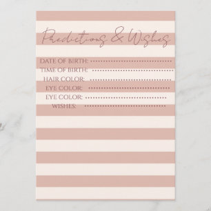 Dusty Pink Stripes Baby Predictions & Wishes Game