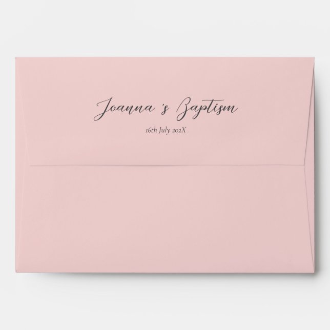 Dusty Pink Stripes Elegant Envelope for Baptism (Back (Top Flap))