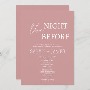 Dusty Pink the Night Before Rehearsal Dinner  Invitation