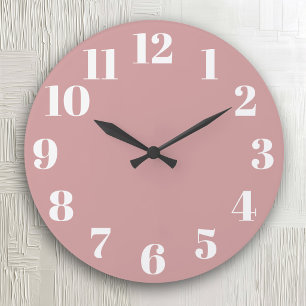 Dusty Pink Trendy Numbers Large Clock