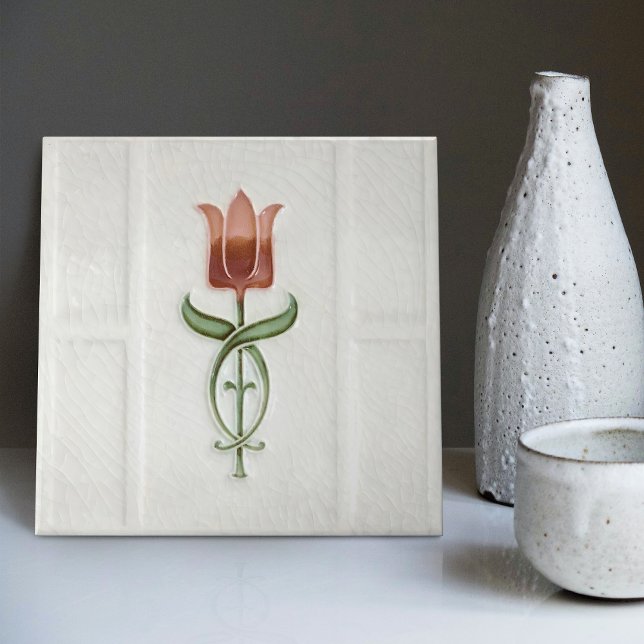 Dusty Pink Tulip Wall Decor Nouveau Art Gibbons Tile (Creator Uploaded)