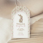 Dusty Pink Vintage Bunny Birthday Girl Thank You Gift Tags<br><div class="desc">The charming design features a hand-drawn bunny wearing a delicate coquette blush pink bow. Set against a vintage-inspired floral background of soft pink flowers,  the favour tag creates a timeless and whimsical feel.</div>