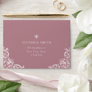 Dusty Pink Vintage Elegant Wedding RSVP Envelope