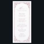 Dusty Pink Vintage Frame Elegant Script Wedding Menu<br><div class="desc">Elegant vintage ornamental frame border design with stylish script in dusty pink colour,  simple and classic,  great wedding menus for modern classic wedding,  romantic vintage wedding,  and formal traditional wedding. 
See all the matching pieces in collection.</div>