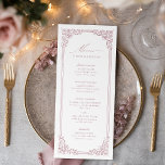 Dusty Pink Vintage Frame Elegant Script Wedding Menu<br><div class="desc">Elegant vintage ornamental frame border design with stylish script in dusty pink colour,  simple and classic,  great wedding menus for modern classic wedding,  romantic vintage wedding,  and formal traditional wedding. 
See all the matching pieces in collection.</div>