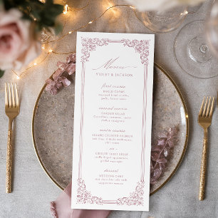 Dusty Pink Vintage Frame Elegant Script Wedding Menu
