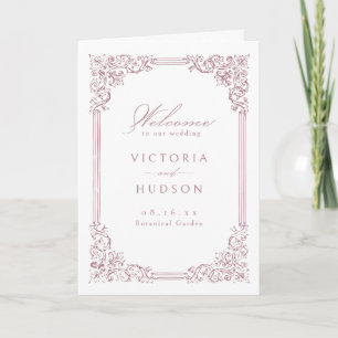 Dusty Pink Vintage Frame Elegant Script Wedding Program