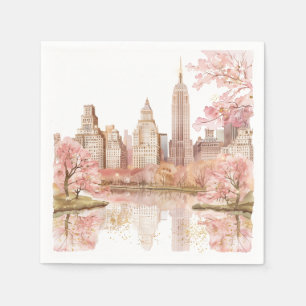 Dusty Pink Watercolor New York Wedding Napkin