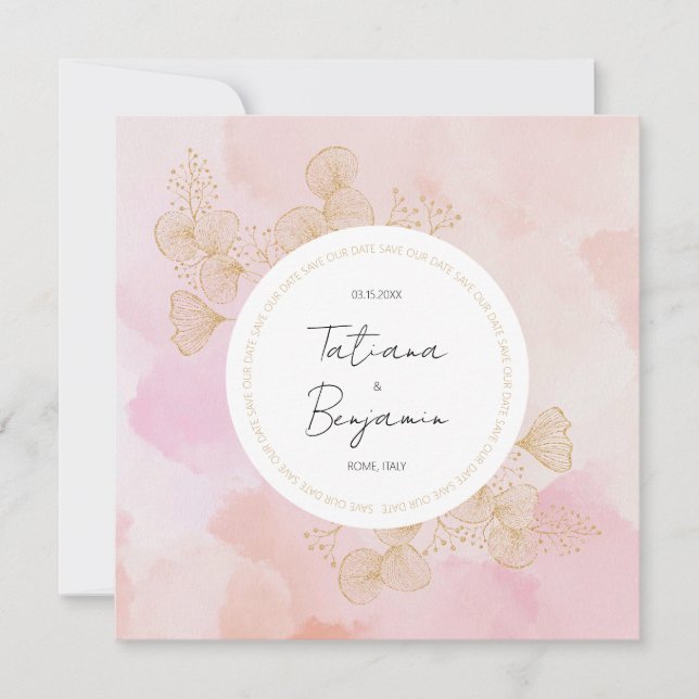 Dusty Pink Watercolor Wedding Save the Date (Front)