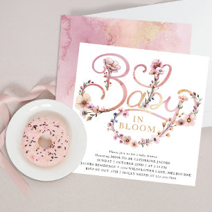 Dusty Pink Watercolor Wildflower Baby Shower  Invitation