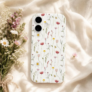 Dusty Pink Watercolor Wildflower iPhone 16 Case