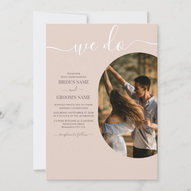 Dusty Pink We Do Minimalist Photo Wedding Invitation (Front)